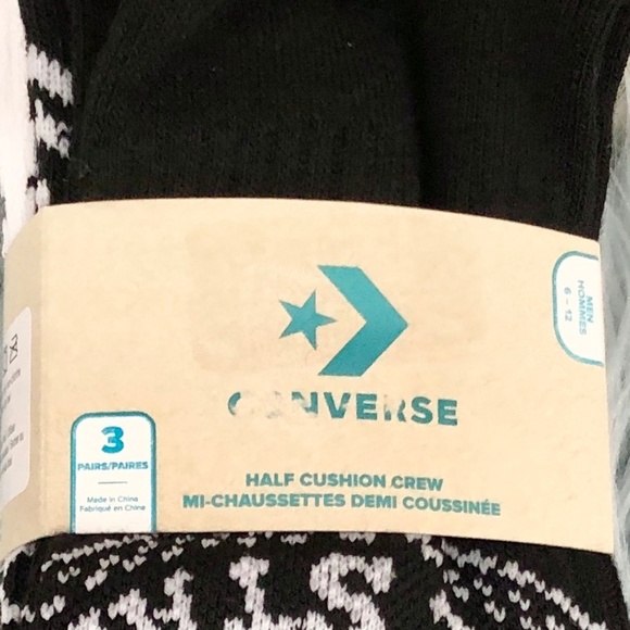 Converse All Star, Socks, Half Cushion Crew Socks, 3 Pairs, Mens, Size 6-12, NEW - Picture 8 of 12